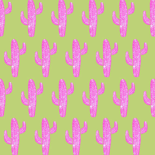 Bianca Green Linocut Cacti Pink Shower Curtain