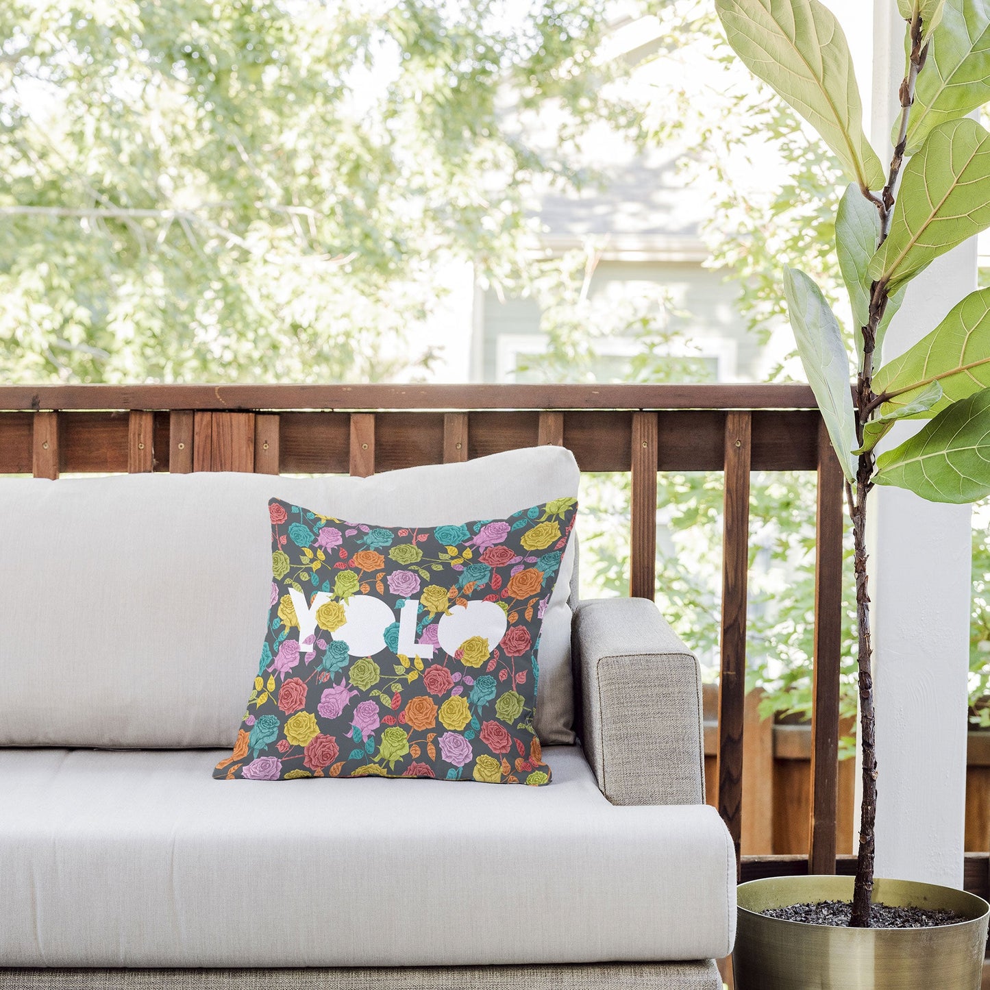 Bianca Green Yolo Outdoor Throw Pillow