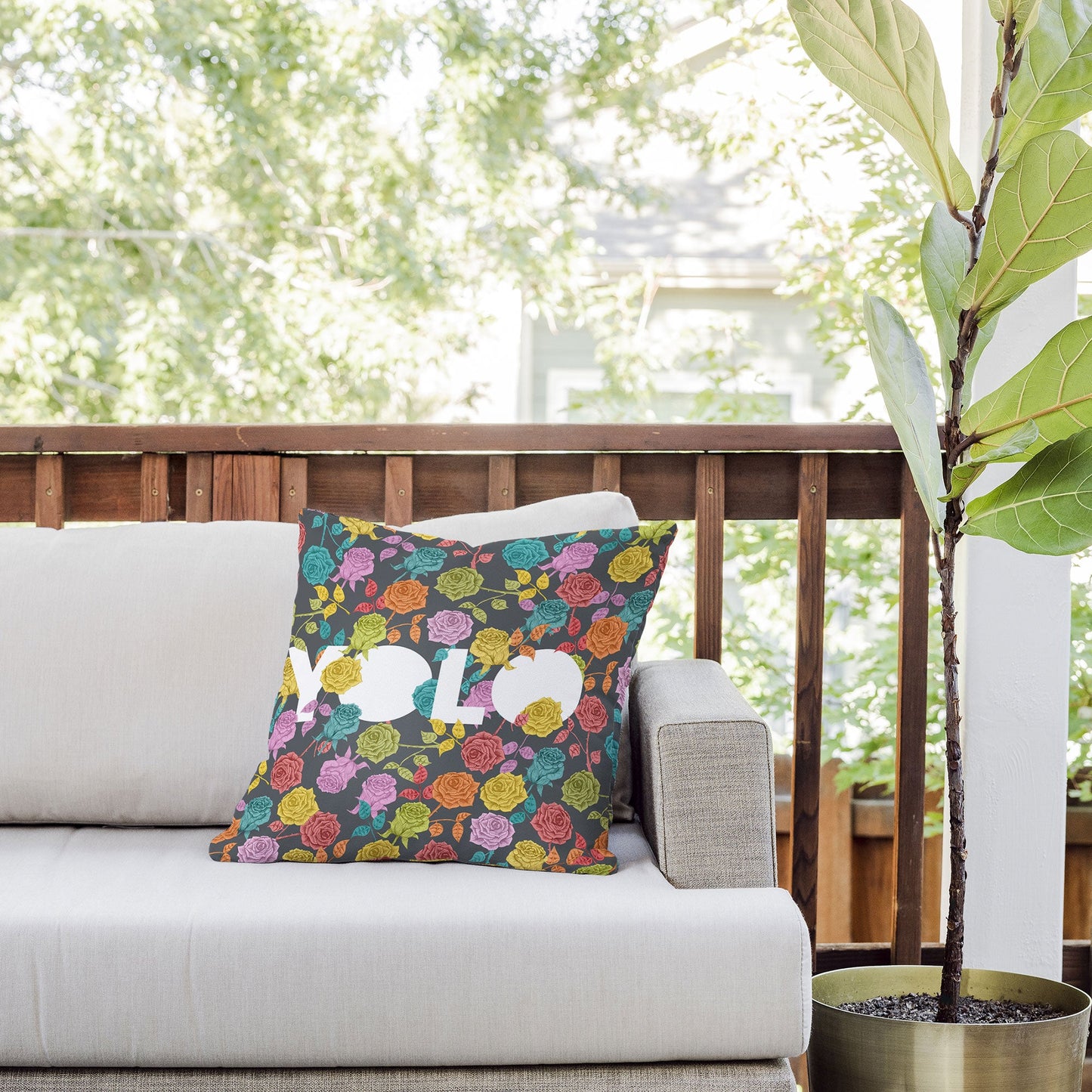 Bianca Green Yolo Outdoor Throw Pillow