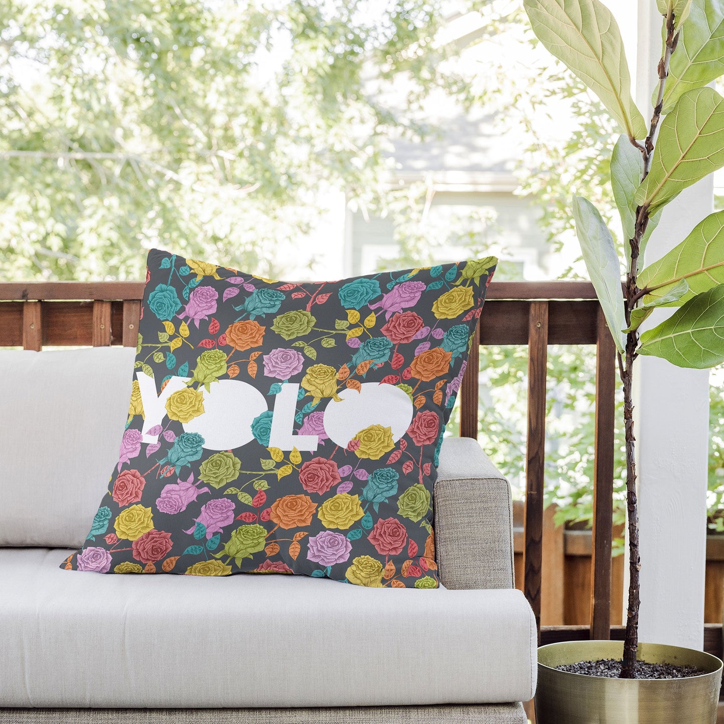 Bianca Green Yolo Outdoor Throw Pillow