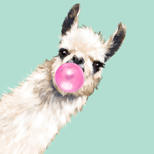 Big Nose Work Bubblegum Llama in Green Shower Curtain
