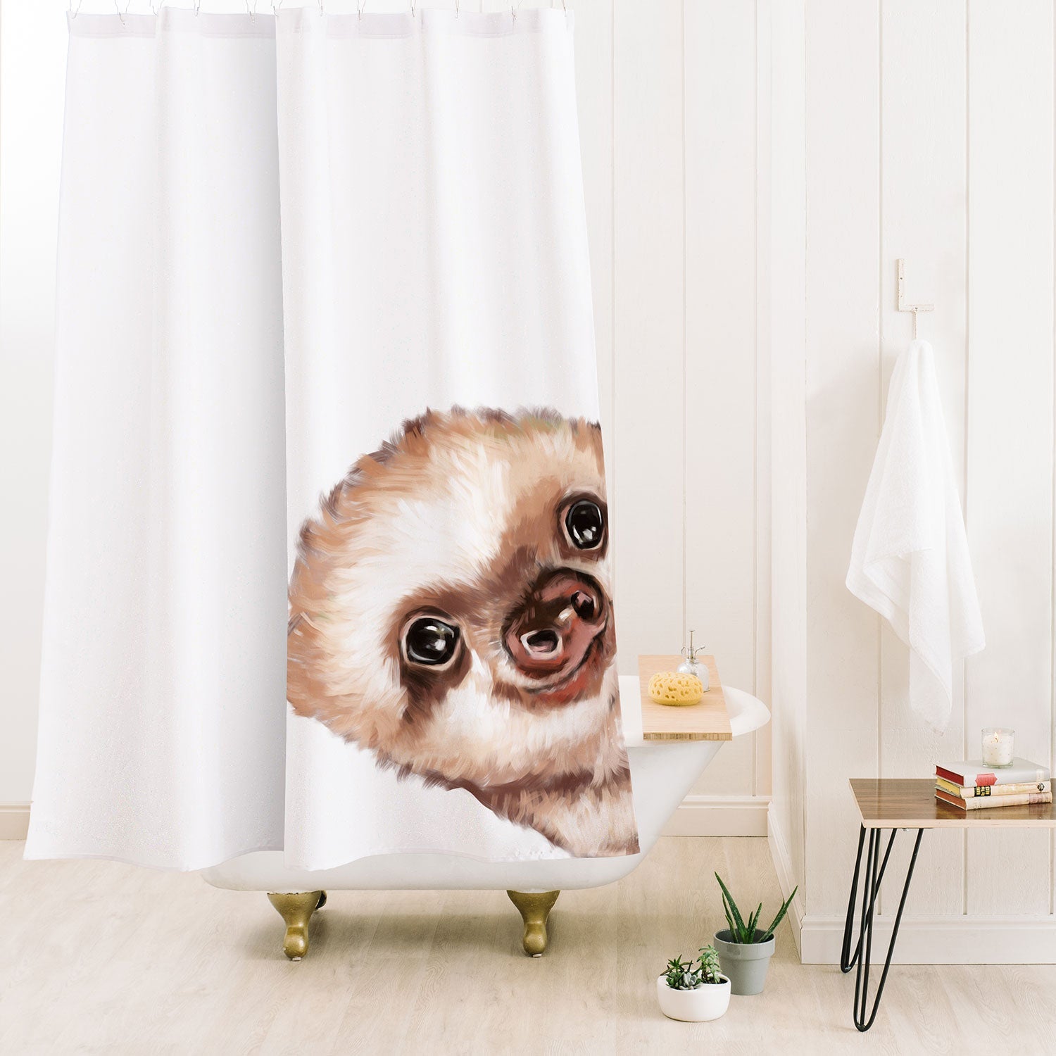Big Nose Work Sneaky Baby Sloth Shower Curtain