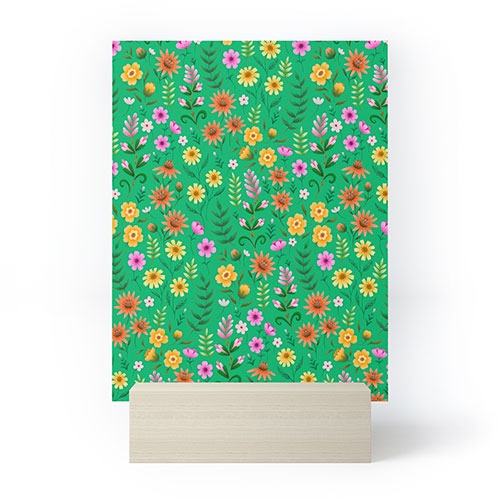 Pimlada Phuapradit Ditsy Spring Floral Green Mini Art Print