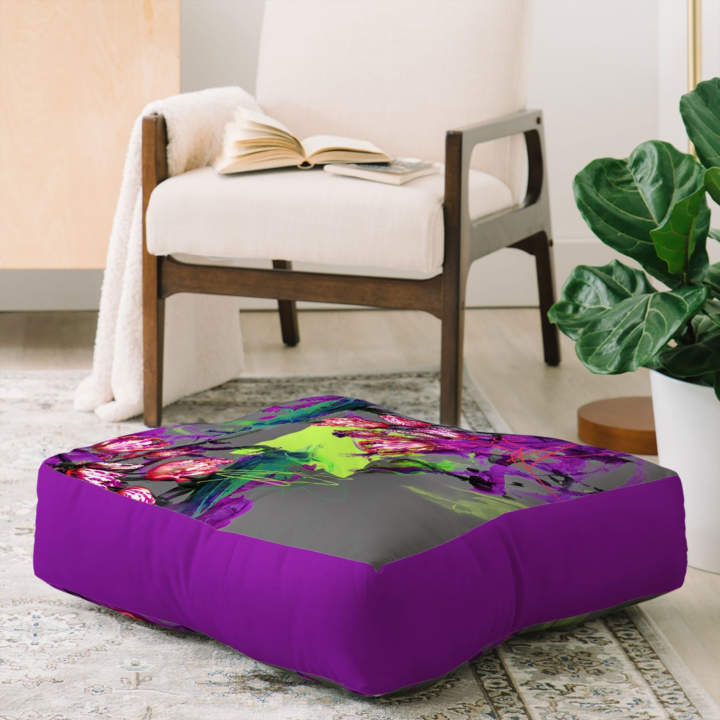 Biljana Kroll Bouquet of Tulips Floor Pillow Square