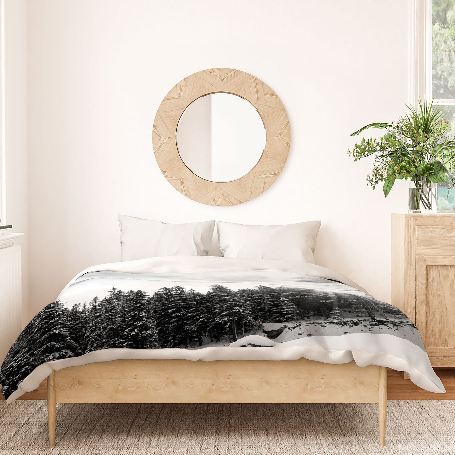 Bird Wanna Whistle White Mountain Duvet Cover