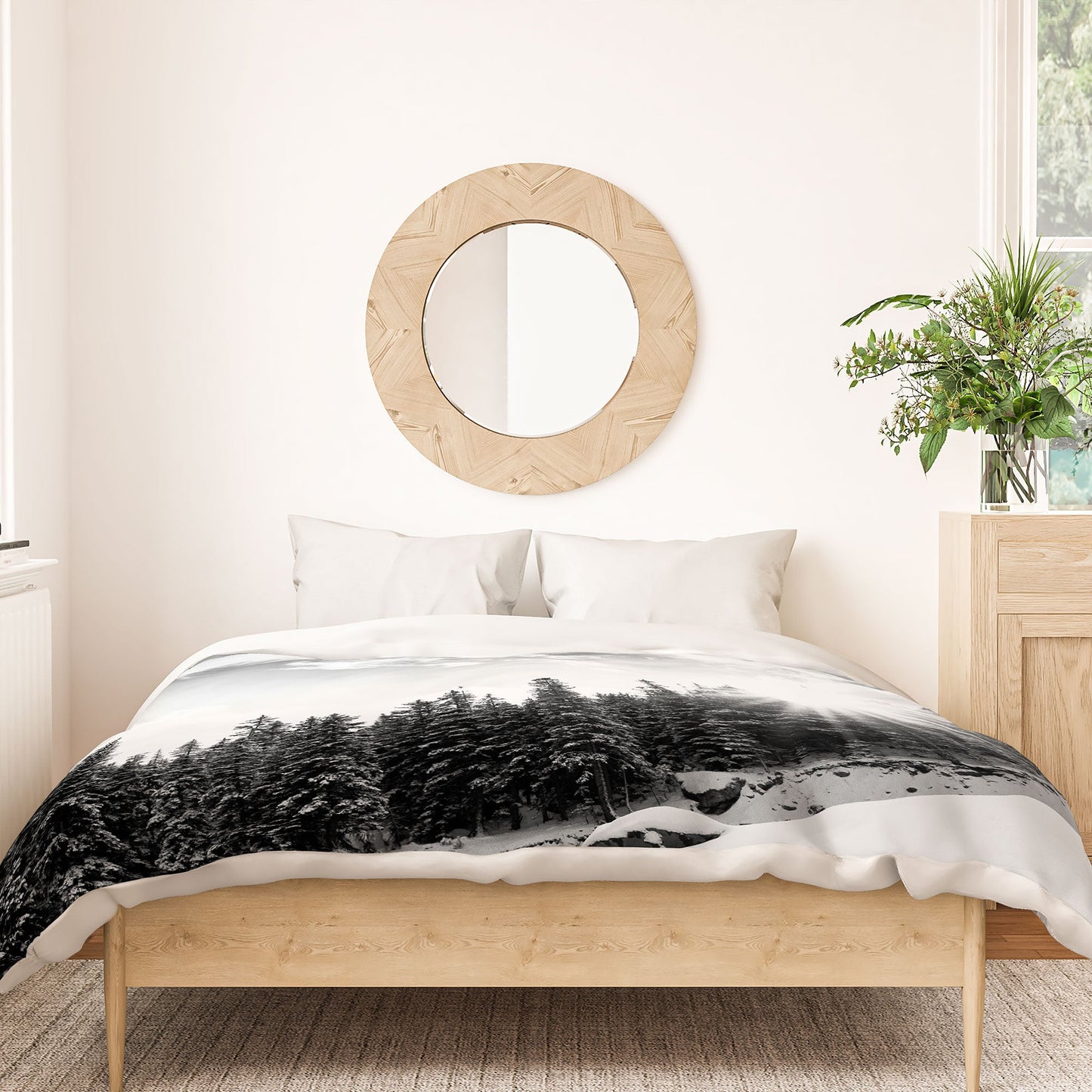 Bird Wanna Whistle White Mountain Duvet Cover