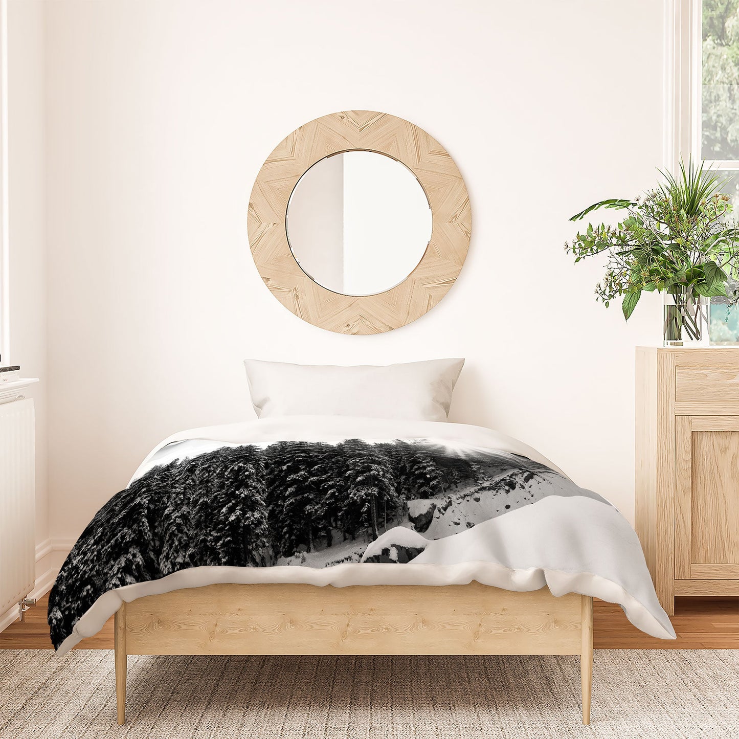 Bird Wanna Whistle White Mountain Duvet Cover