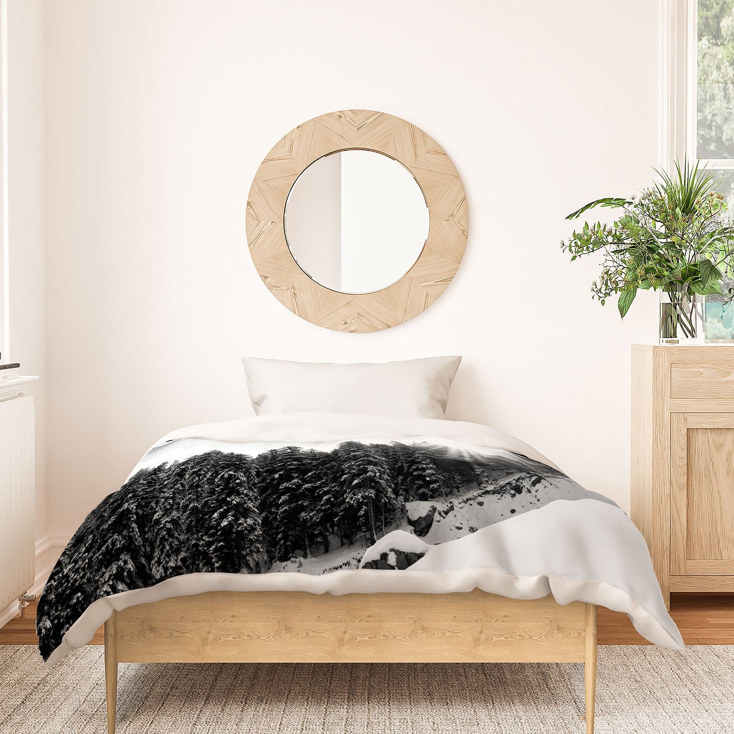 Bird Wanna Whistle White Mountain Duvet Cover