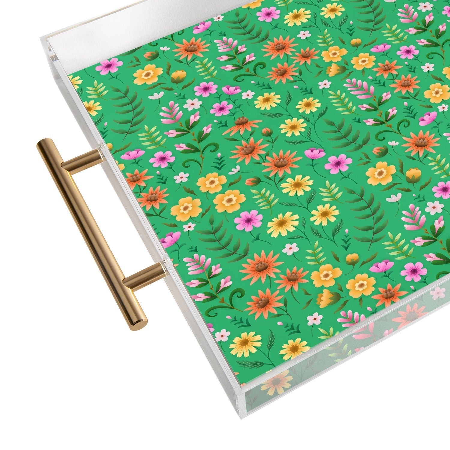 Pimlada Phuapradit Ditsy Spring Floral Green Acrylic Tray