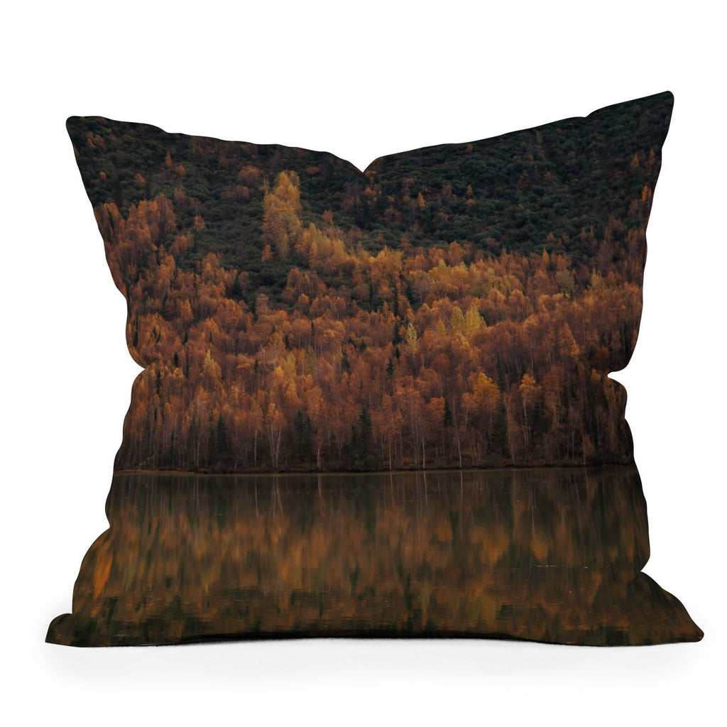 Hannah Kemp Fall Lake Outdoor Throw Pillow