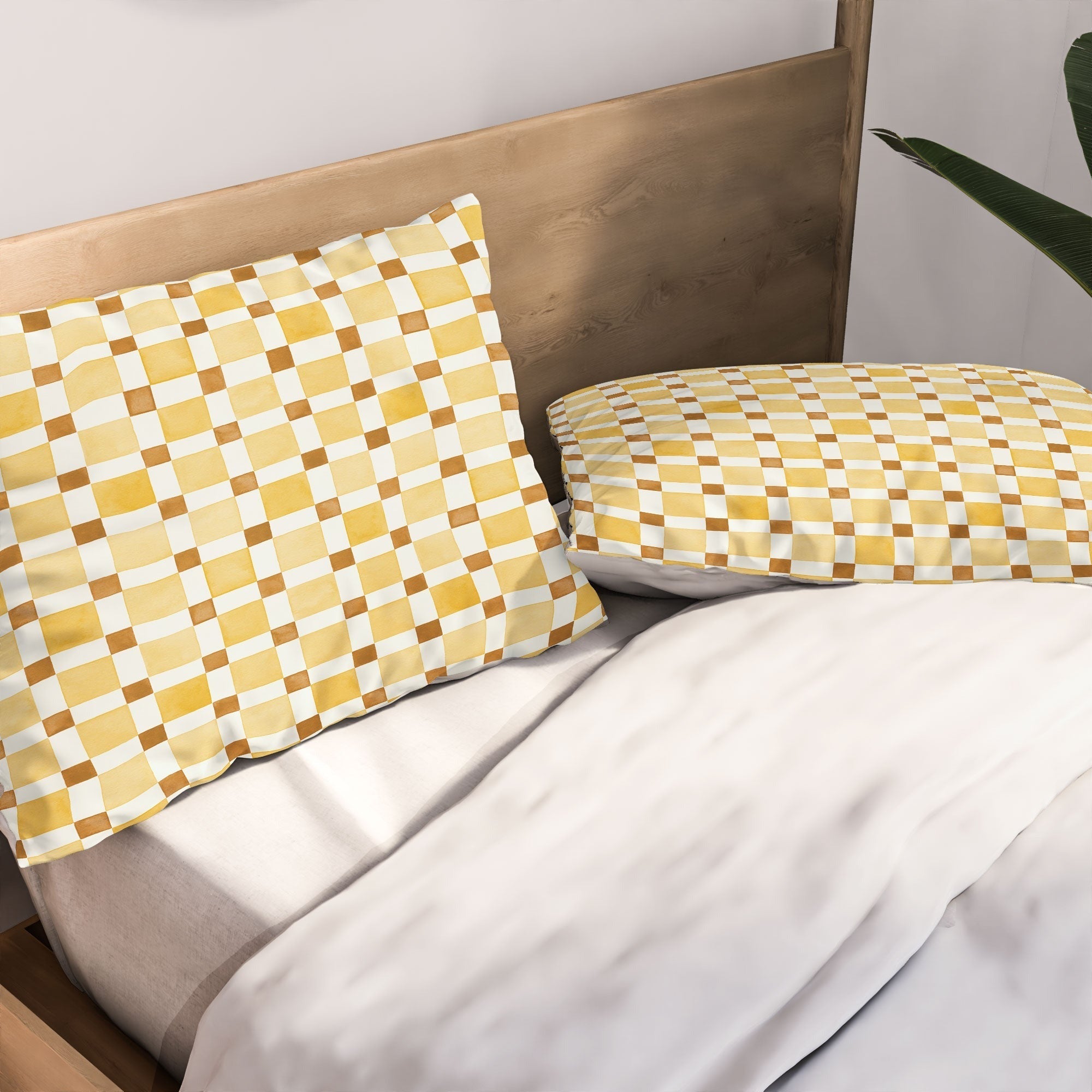 Ninola Design Everyday Artifact Checker Mosaic Tiles Geometry Yellow Pillow Shams
