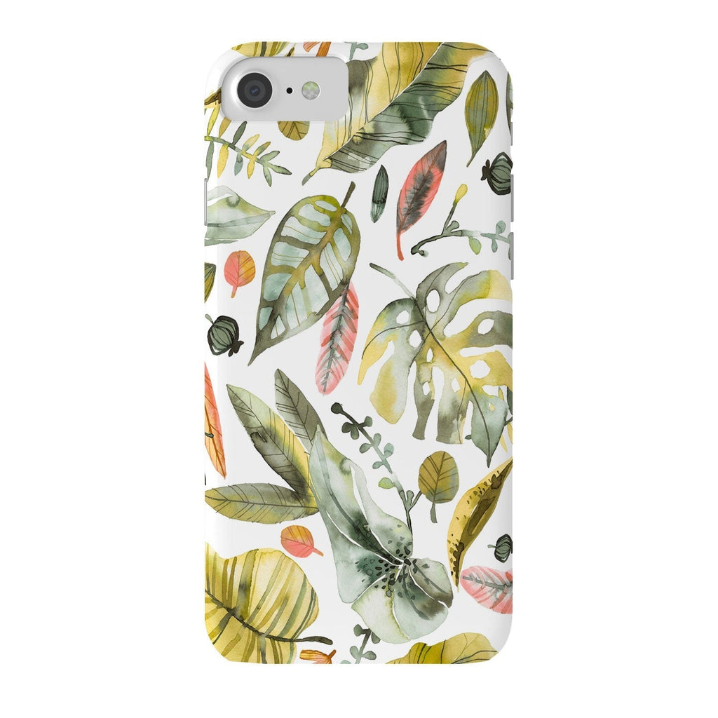 Ninola Design Botanic Retreat Tropical Jungle Leaves Botanical Green Orange Phone Case