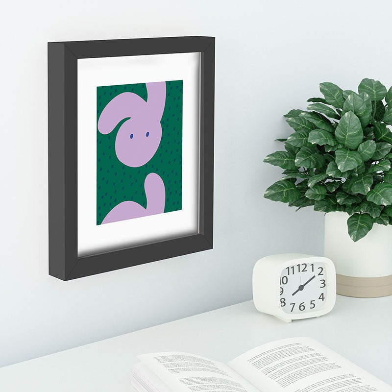 Camilla Foss Pebbles and Rabbit Recessed Framing Rectangle