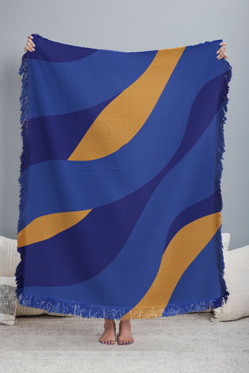 Camilla Foss Pebbles in Stream Throw Blanket