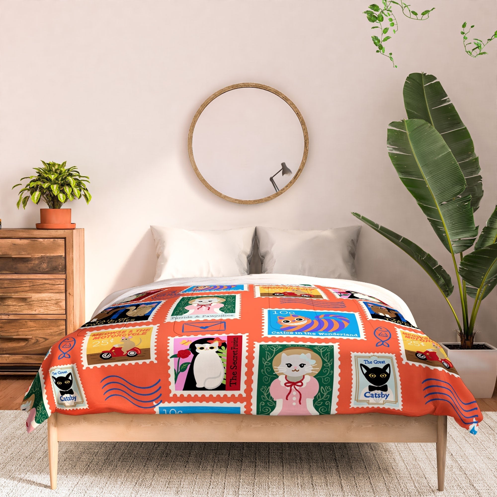 Design by Spark Classic Book Cat Stamps Comforter