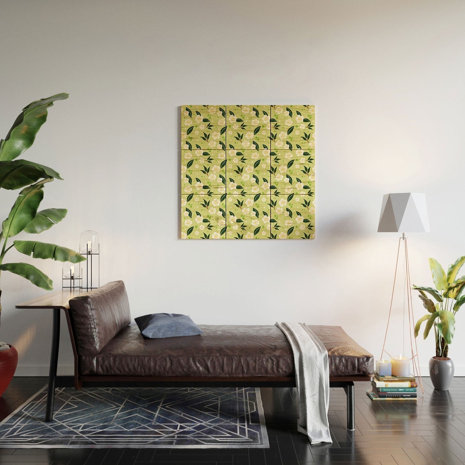 Design by Spark Matcha Tea Florals Wood Wall Mural