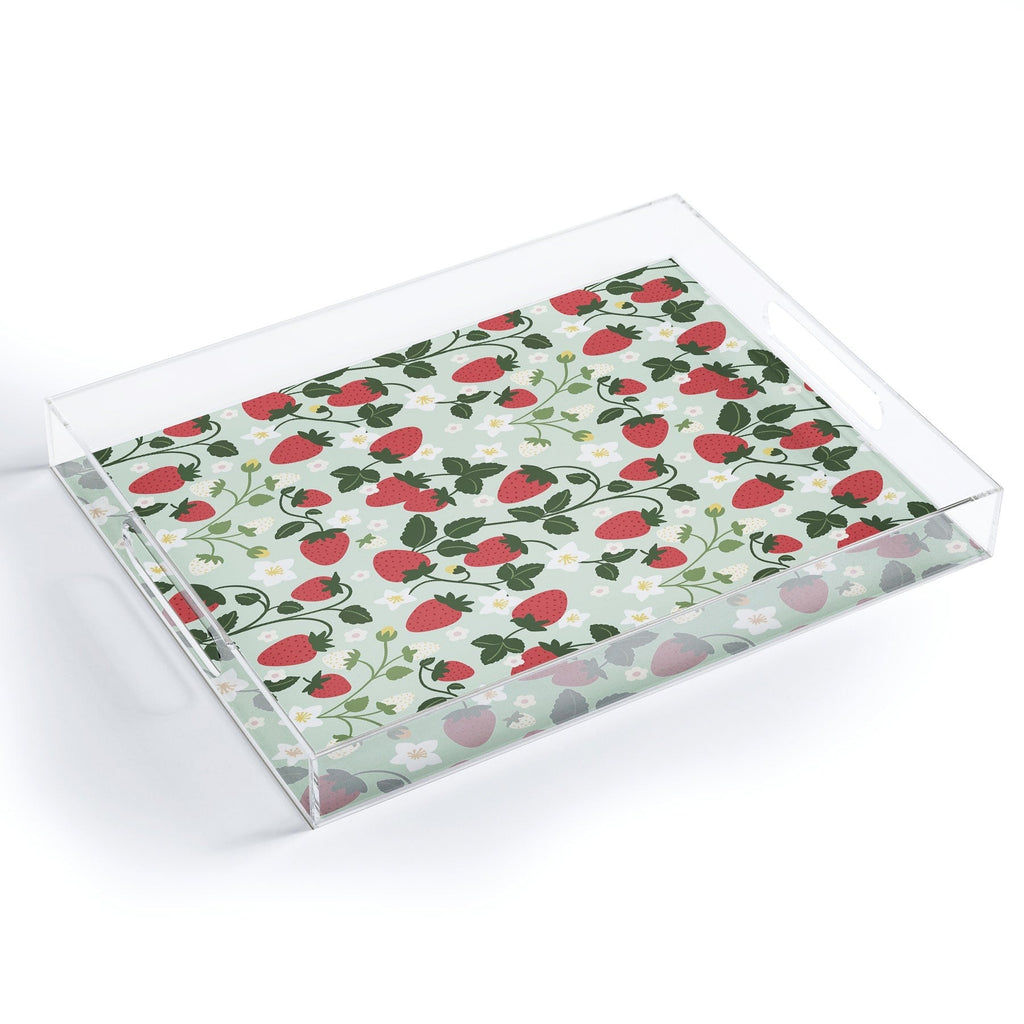 Design by Spark Strawberry Florals Fields Acrylic Tray