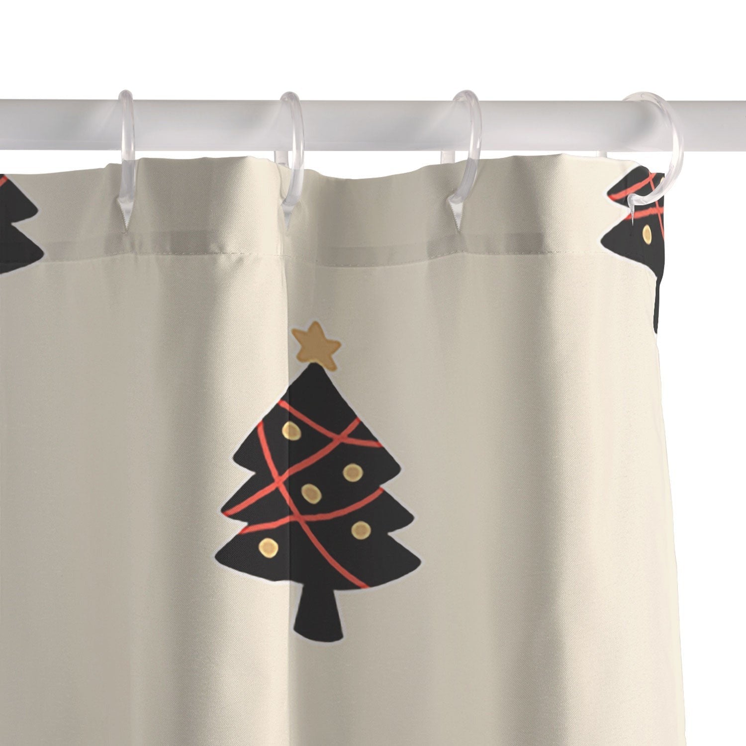 Design by Spark Black And Gold Christmas Tree Shower Curtain
