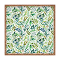 Ninola Design Botanic Retreat Loose Botanical Leaves Watercolor Green Square Tray