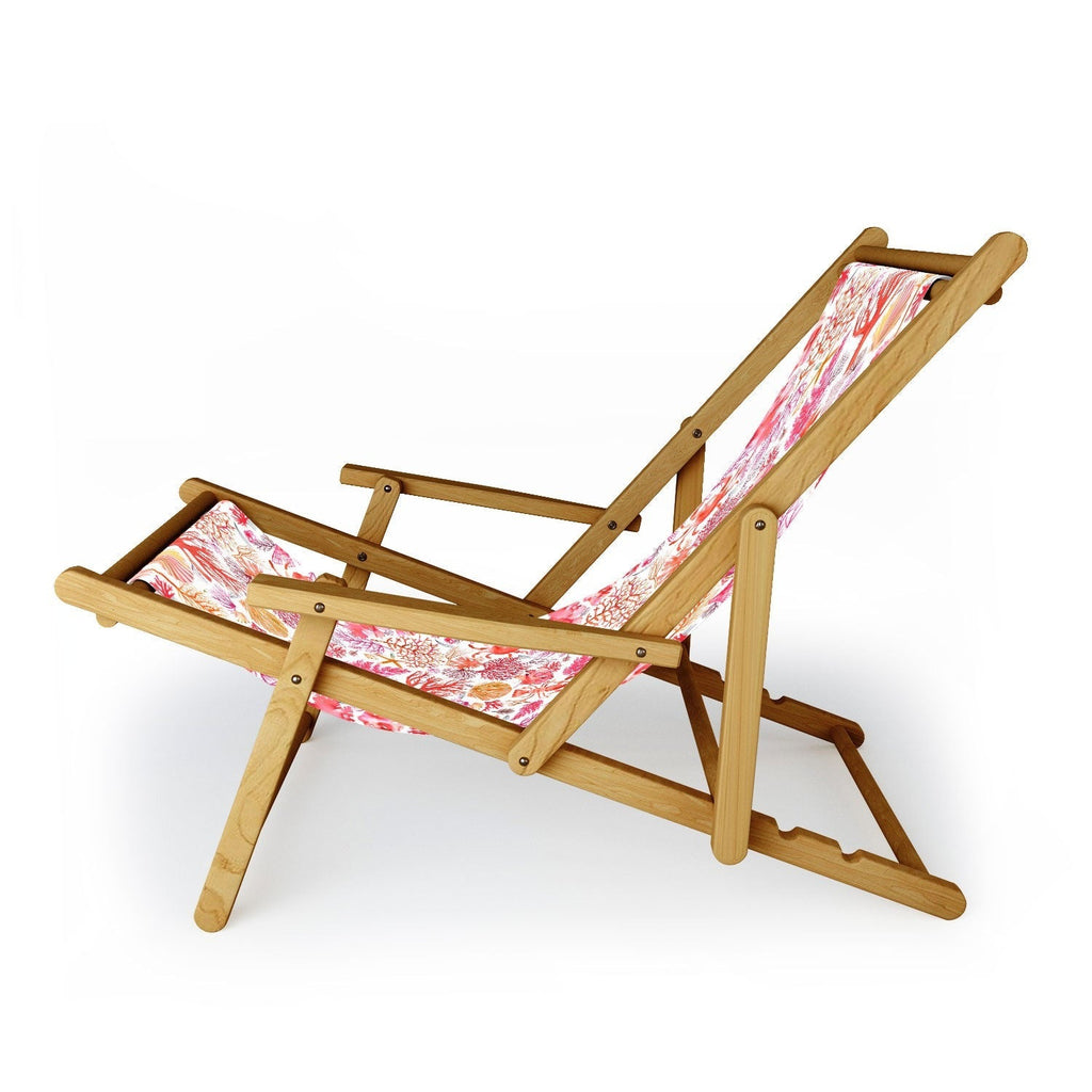Ninola Design Botanic Retreat Coral Reef Crab Lobster Red Sling Chair