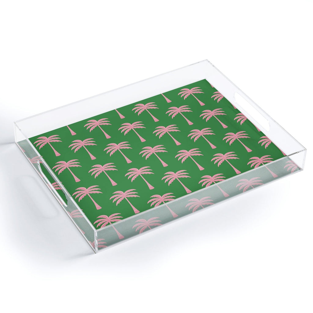 Design by Spark Pink Palm Tree Oasis Acrylic Tray