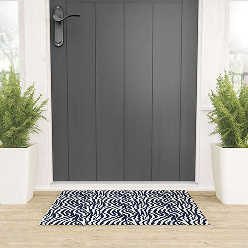 Avenie BR Navy Tiger Stripes Welcome Mat