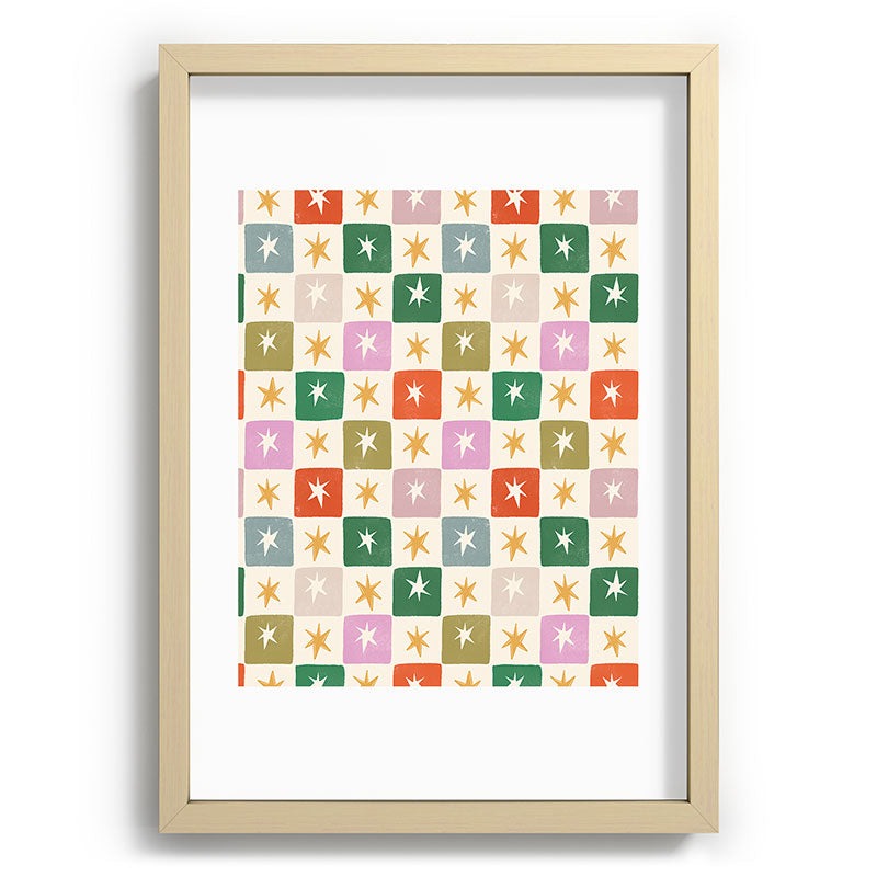 LouBruzzoni Retro Star Block Pattern Recessed Framing Rectangle