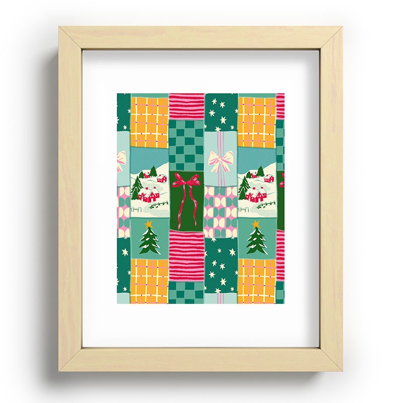 LouBruzzoni Cozy Christmas Patchwork Recessed Framing Rectangle