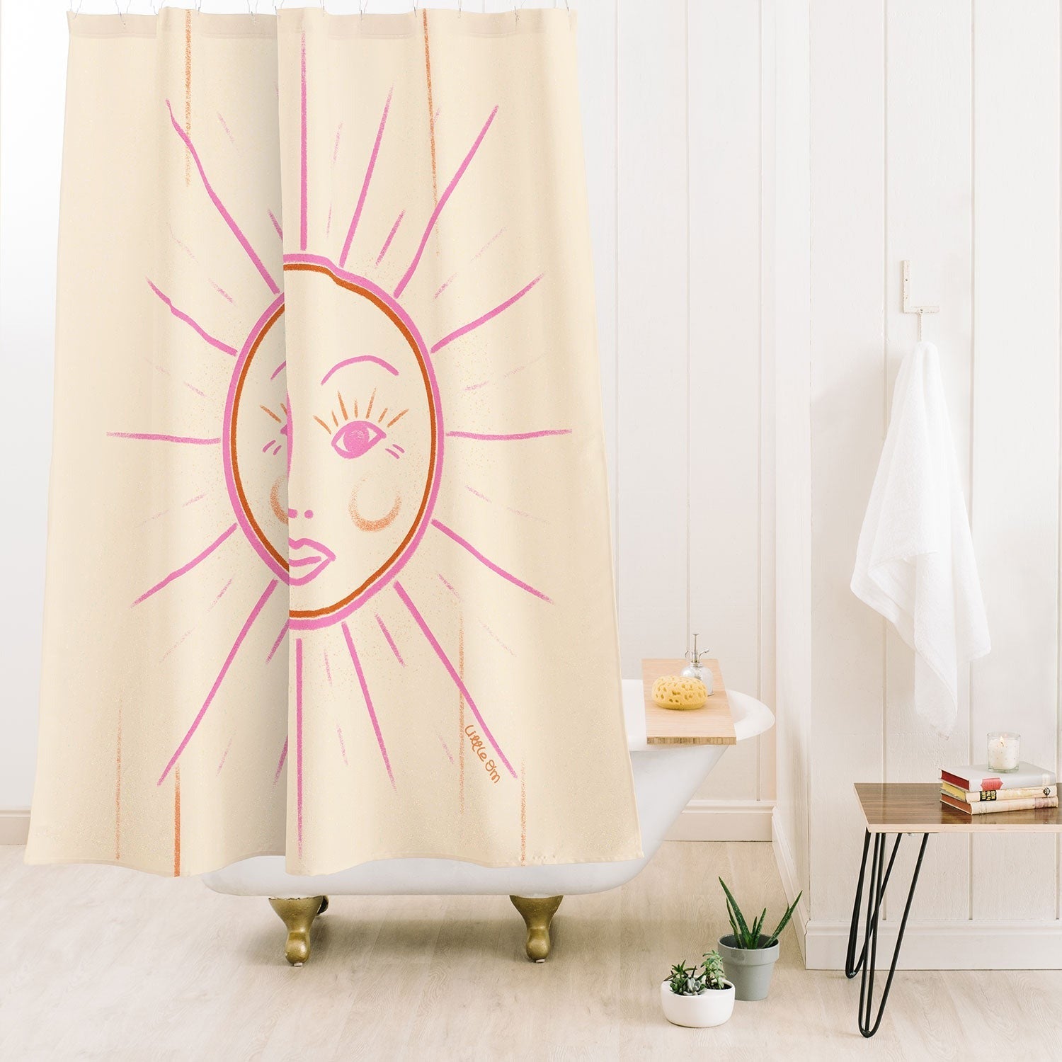 Little Om Celestial Sun cream Shower Curtain