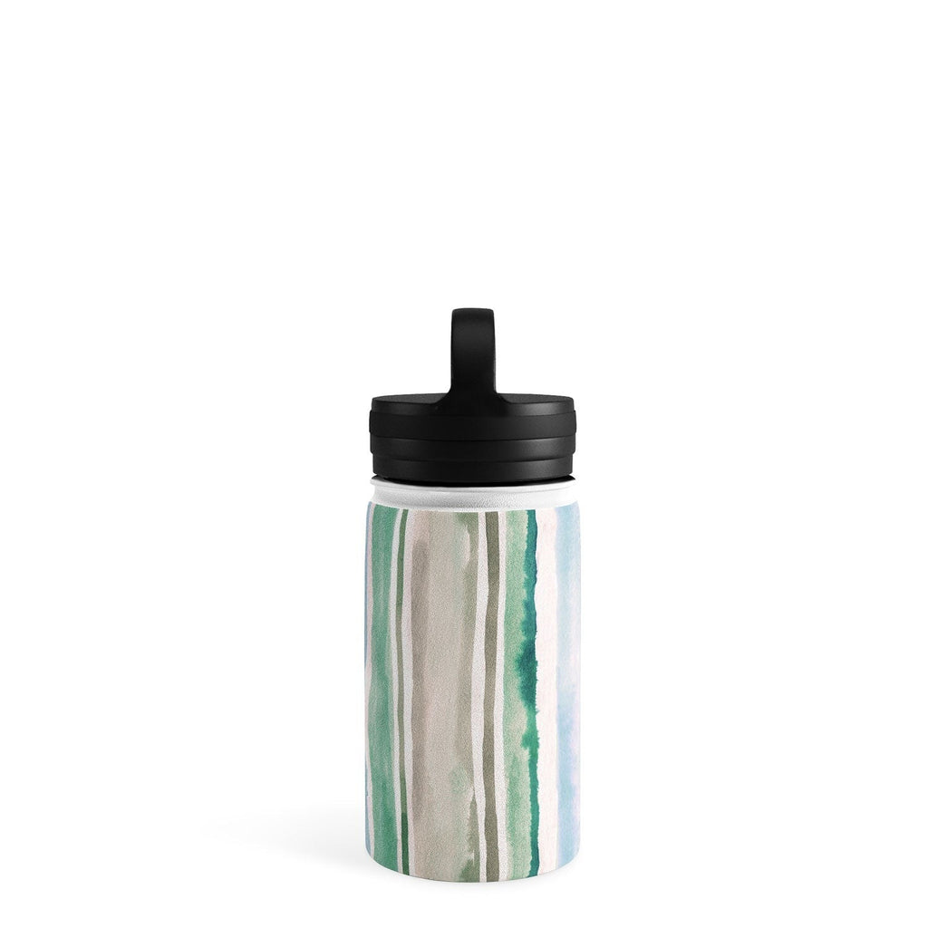 Ninola Design Botanic Retreat Watercolor Stripes Green Orange Red Water Bottle