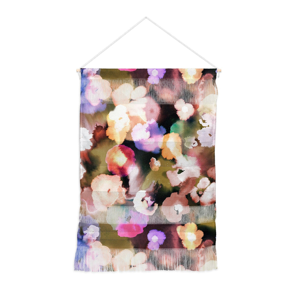Ninola Design Botanic Retreat Ombre Abstract Watercolor Flowers Pink gold Wall Hanging Portrait