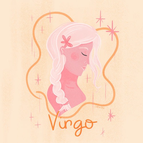 Little Om Zodiac Sign Virgo Shower Curtain