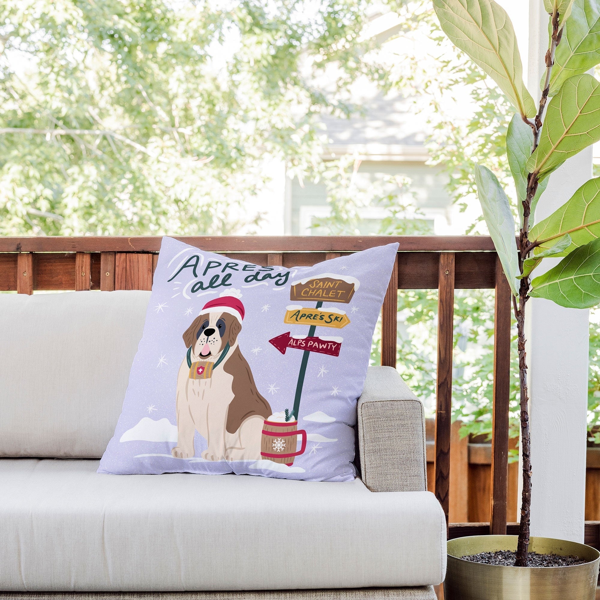 Design by Spark St Bernard Apres All Day Outdoor Throw Pillow
