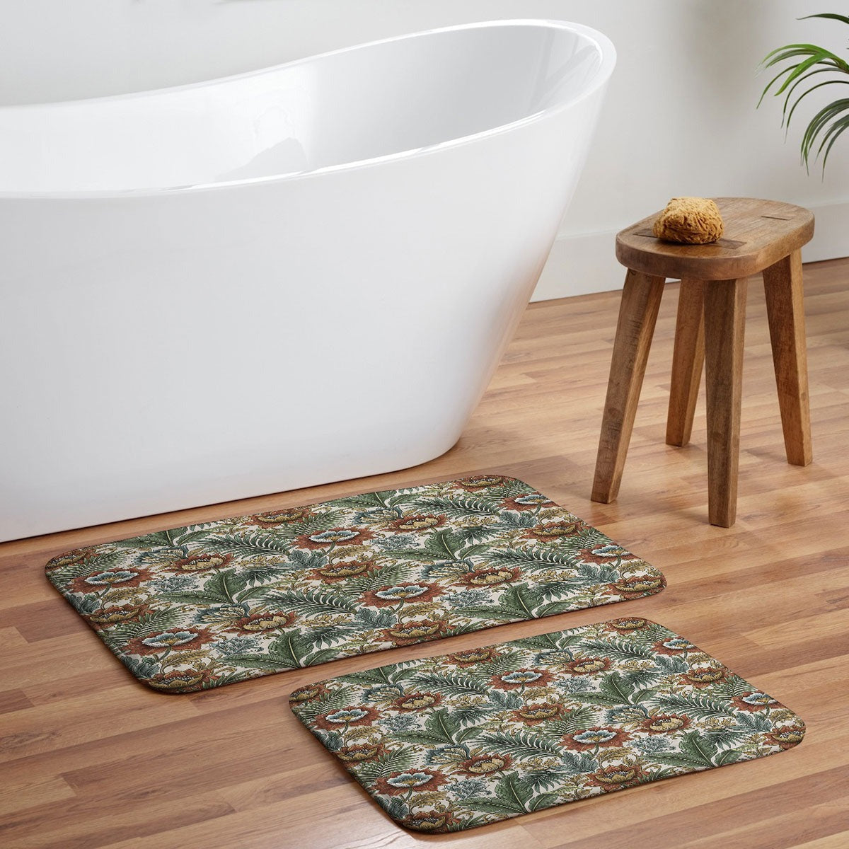 Marta Barragan Camarasa Retro Jungle Garden Memory Foam Bath Mat