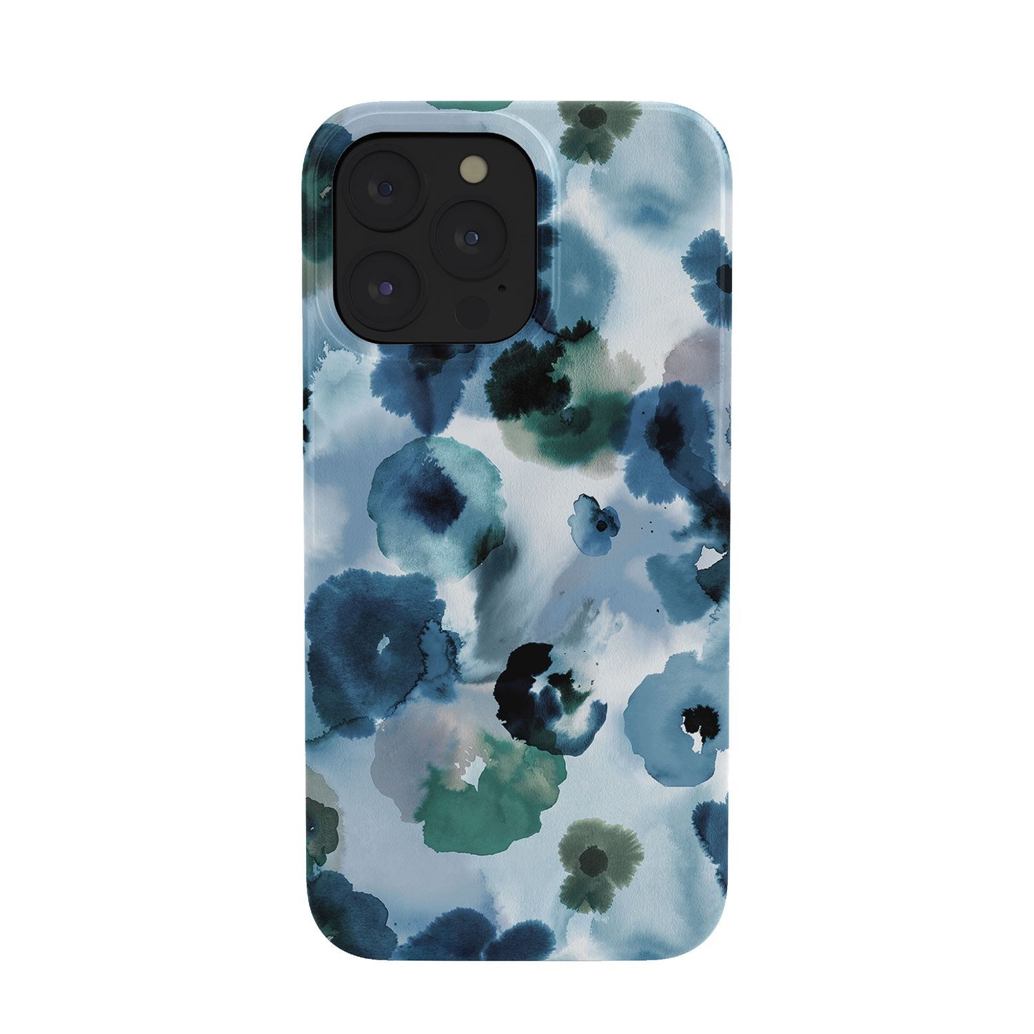Ninola Design Botanic Retreat Ombre Abstract Watercolor Flowers Blue Navy Phone Case