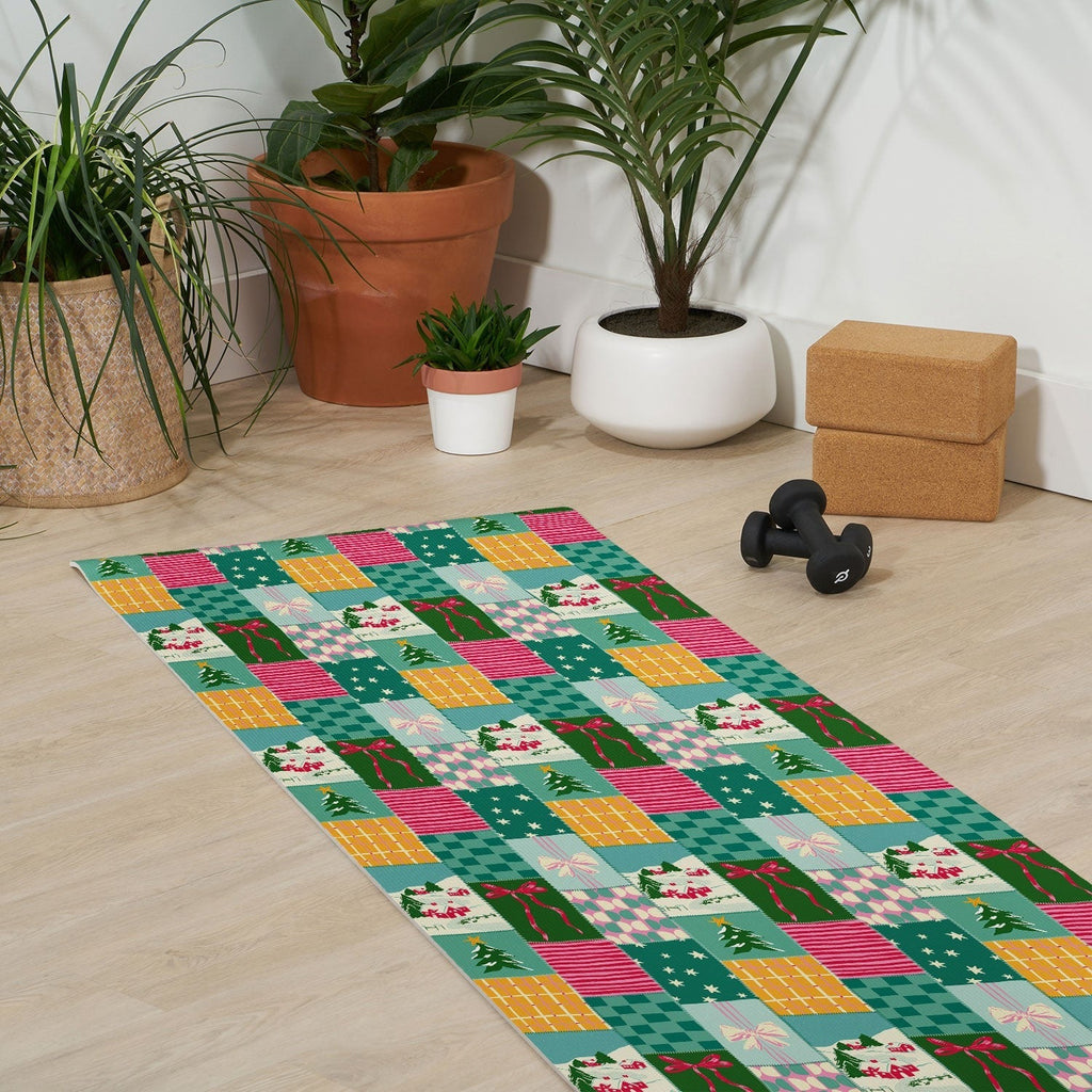 LouBruzzoni Cozy Christmas Patchwork Yoga Mat