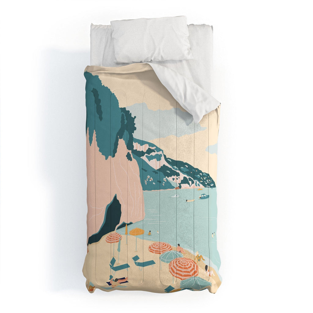 Valeria Frustaci Beach of Positano in Italy Comforter