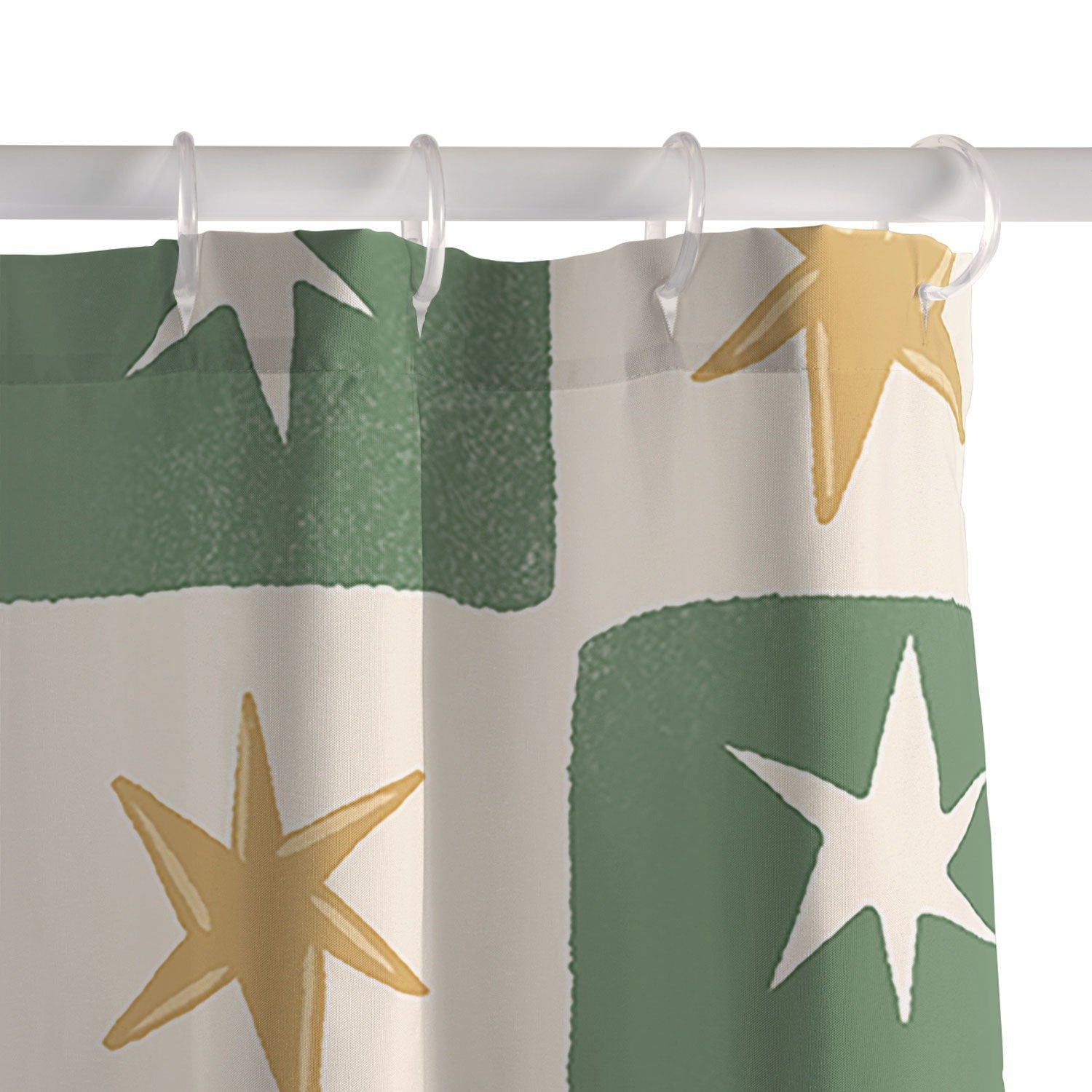 LouBruzzoni Retro Star Block Pattern Shower Curtain