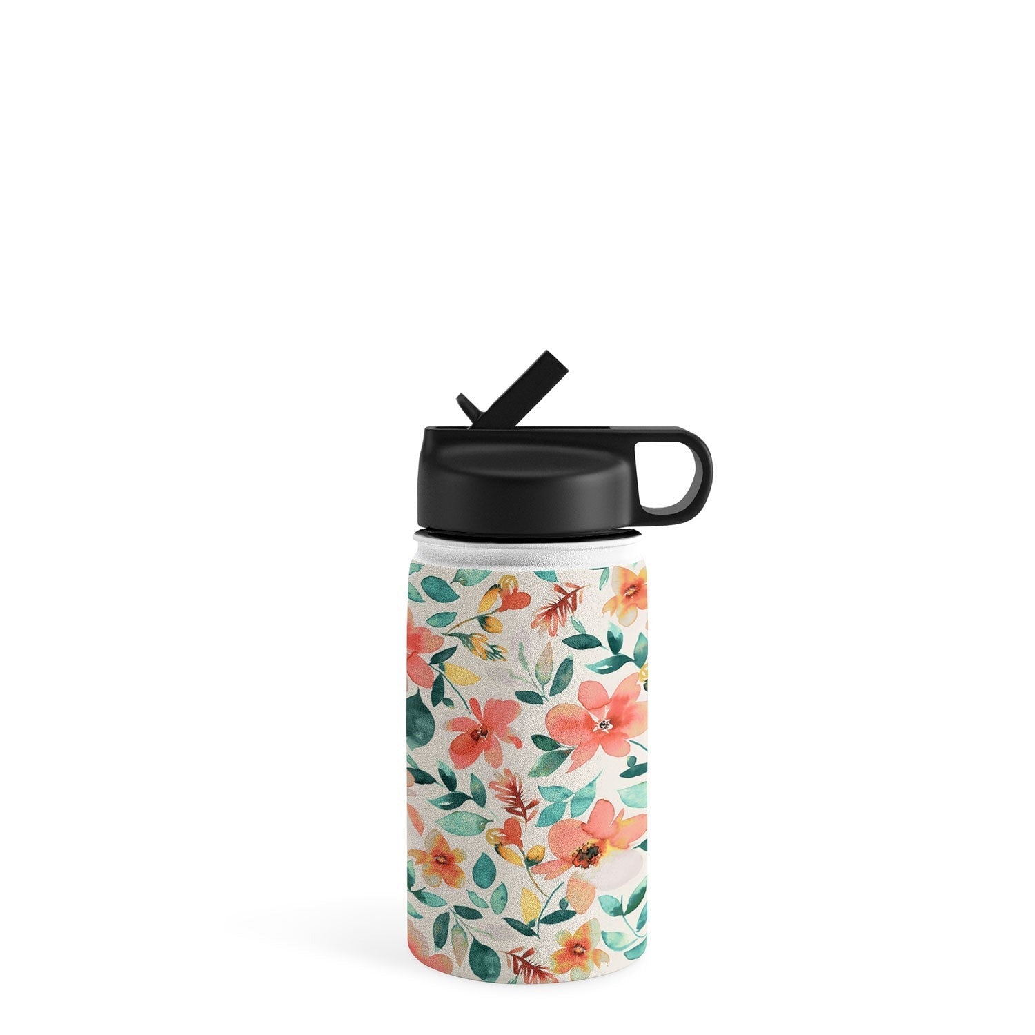 Ninola Design Botanic Retreat Tropical Whimsical Flowers Coral Green Water Bottle