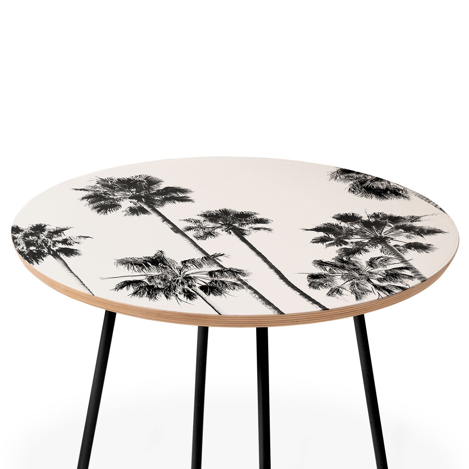 Gal Design Black And White Palms Round Side Table