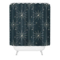 Little Om Pattern Little Moon navy Shower Curtain