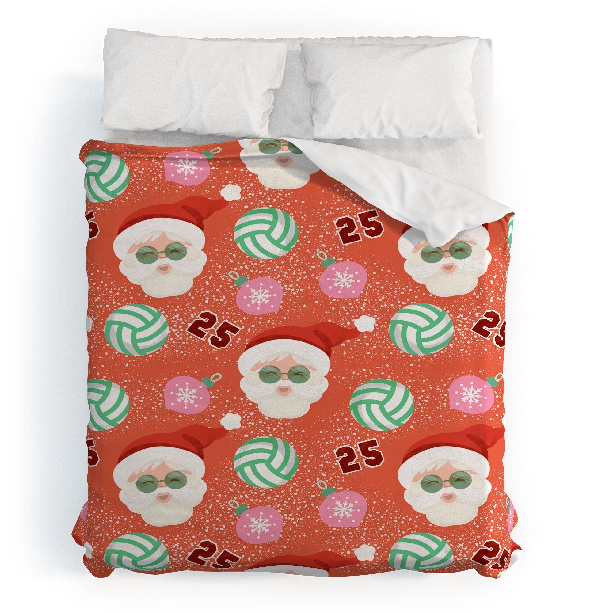 Design by Spark Sporty Volleyball Santa Duvet Cover