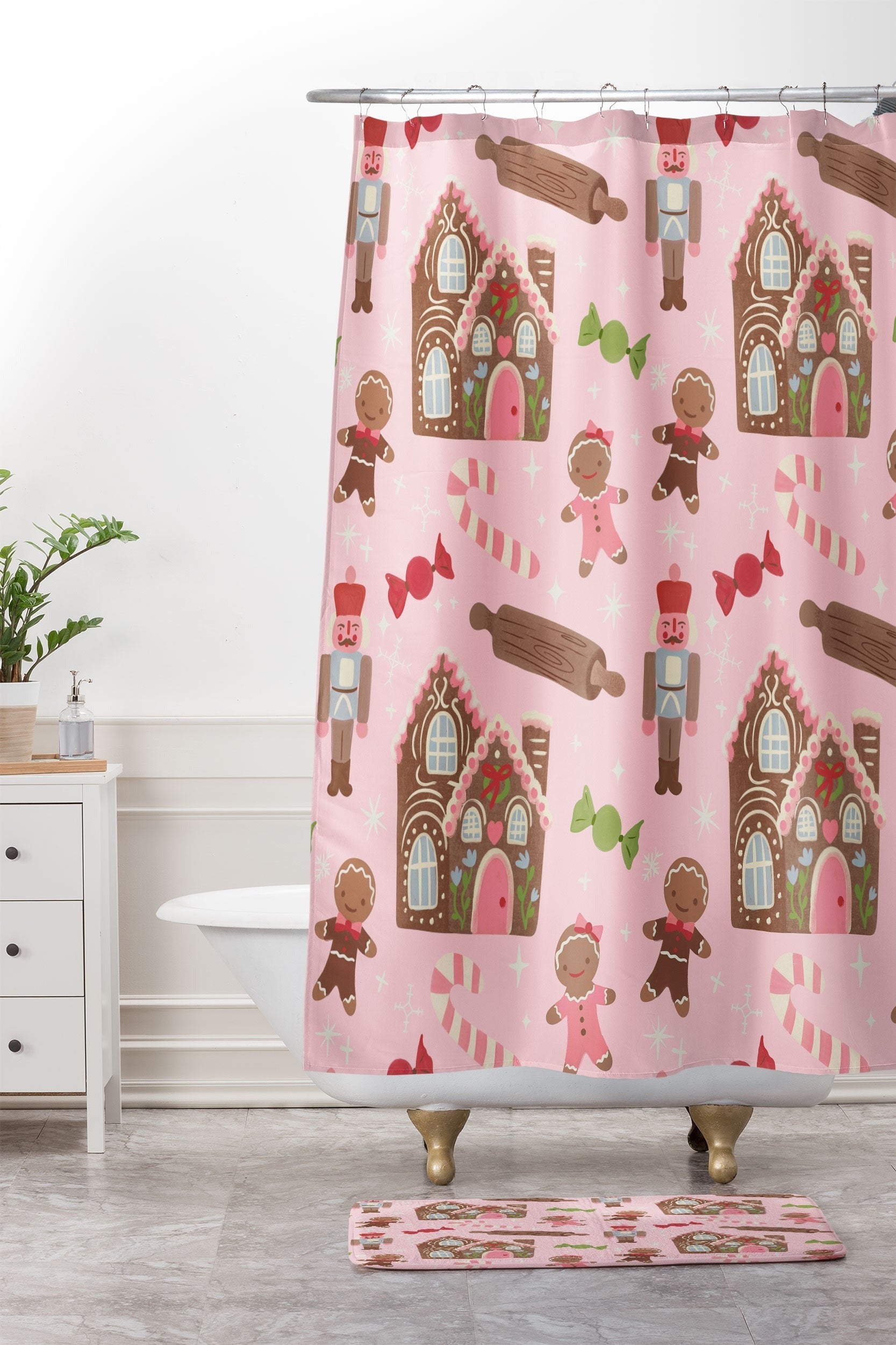 carriecantwell Sweet Christmas Holidays Shower Curtain And Mat