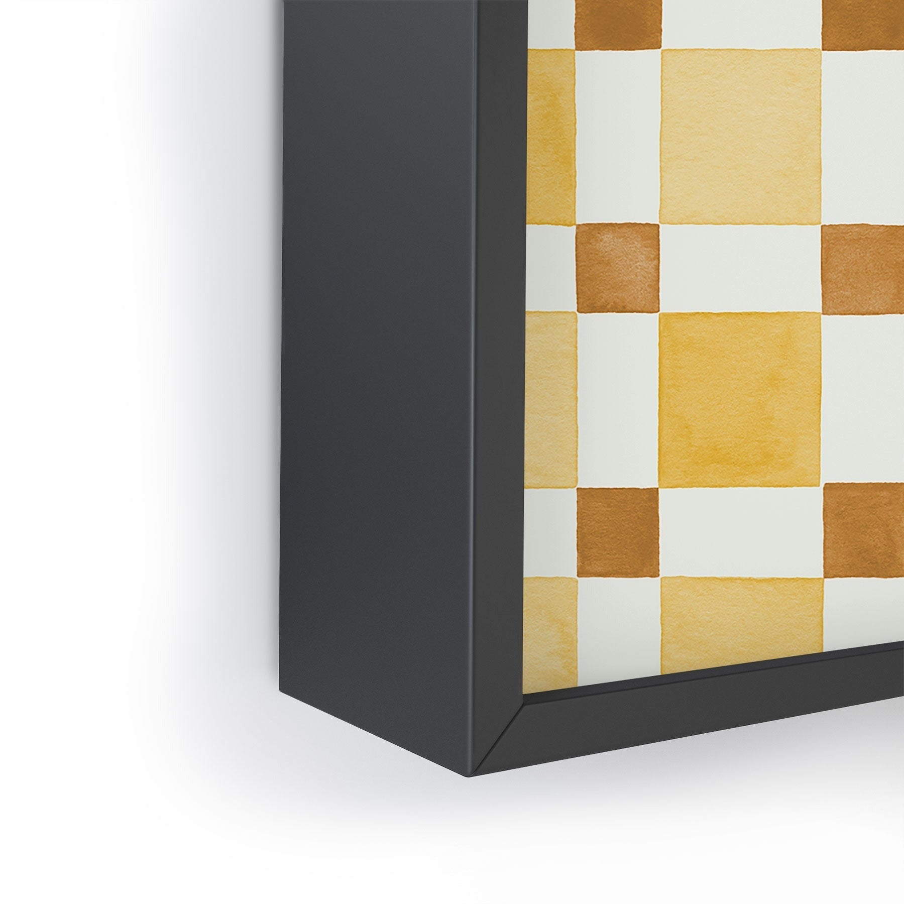 Ninola Design Everyday Artifact Checker Mosaic Tiles Geometry Yellow Framed Mini Art Print