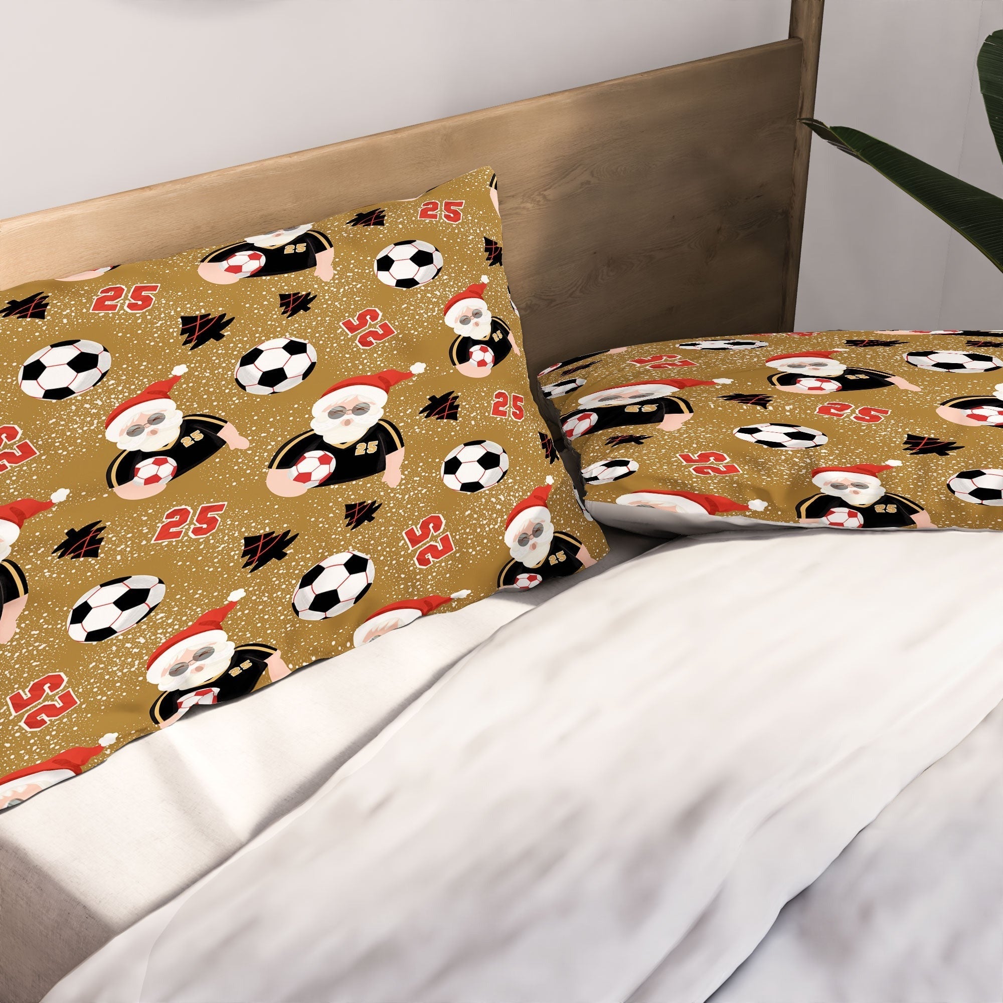Design by Spark Sporty Soccer Santa Holiday Pillow Shams