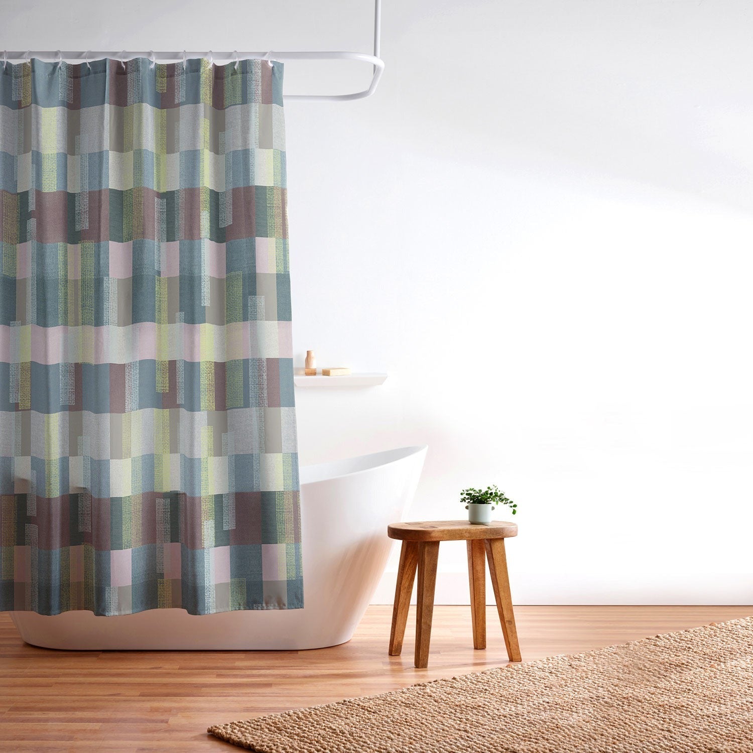 Marta Barragan Camarasa Dynamic Linear Blocks Shower Curtain