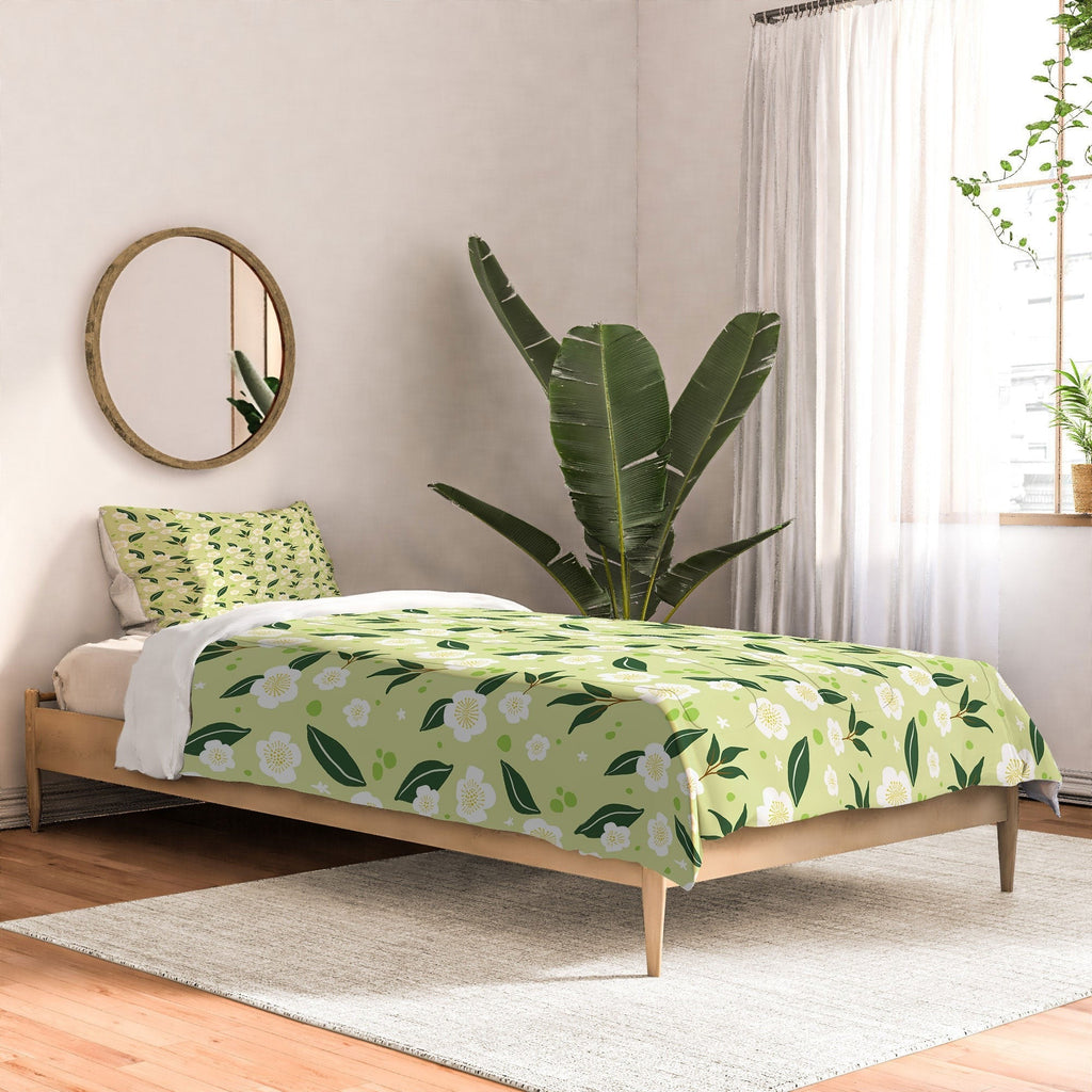 Design by Spark Matcha Tea Florals Comforter