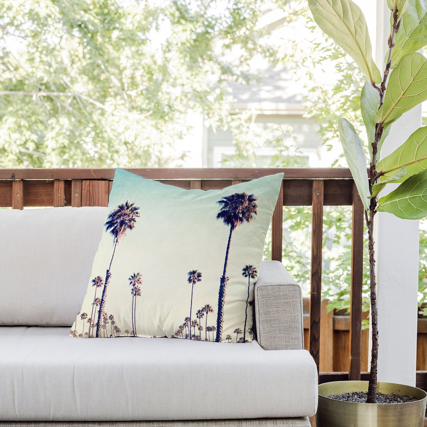 Bree Madden California Palm Trees Outdoor Throw Pillow