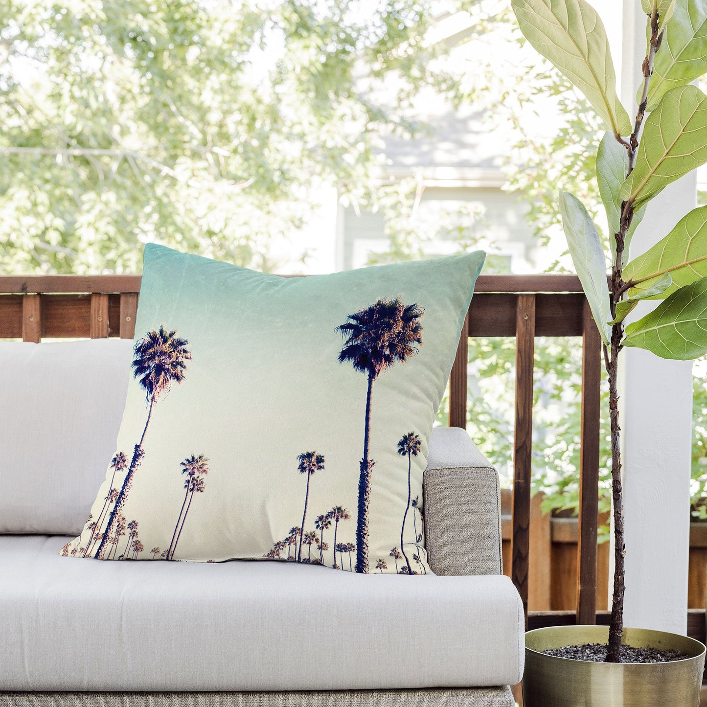 Bree Madden California Palm Trees Outdoor Throw Pillow