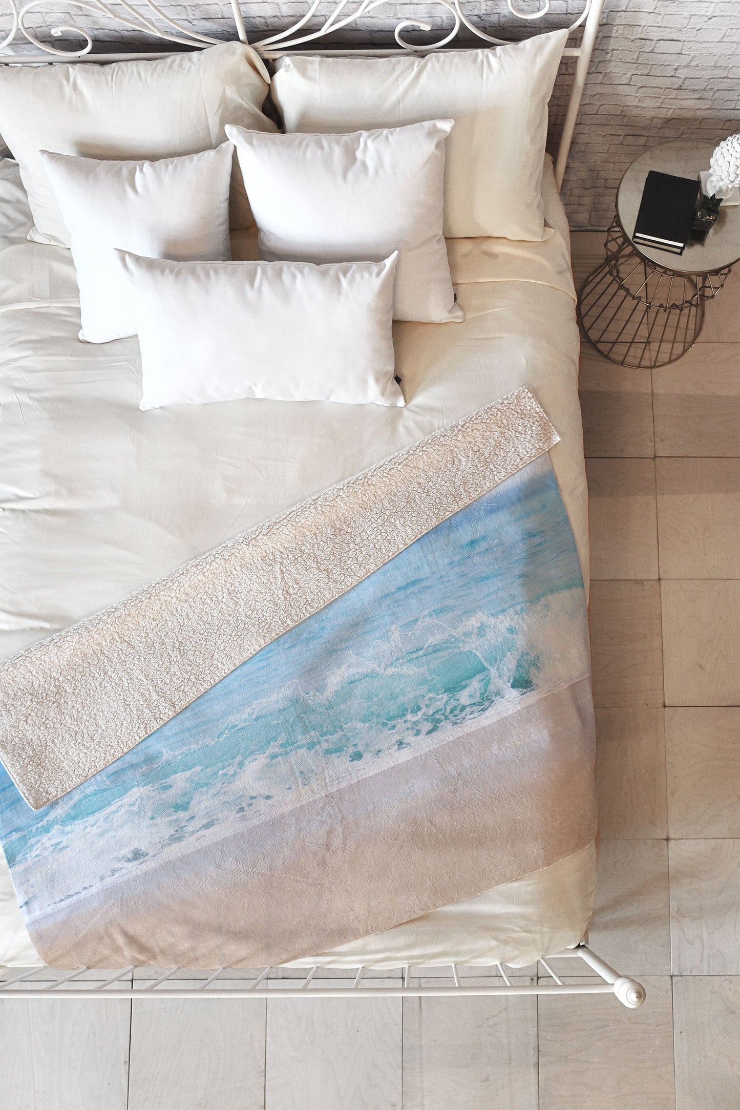 Bree Madden Pale Blue Sea Fleece Throw Blanket